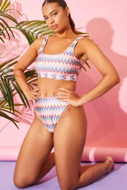 Multi Zig Zag High Waisted Bikini Bottoms