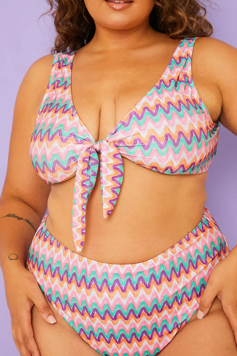 Multi Zig Zag High Waisted Bikini Bottoms
