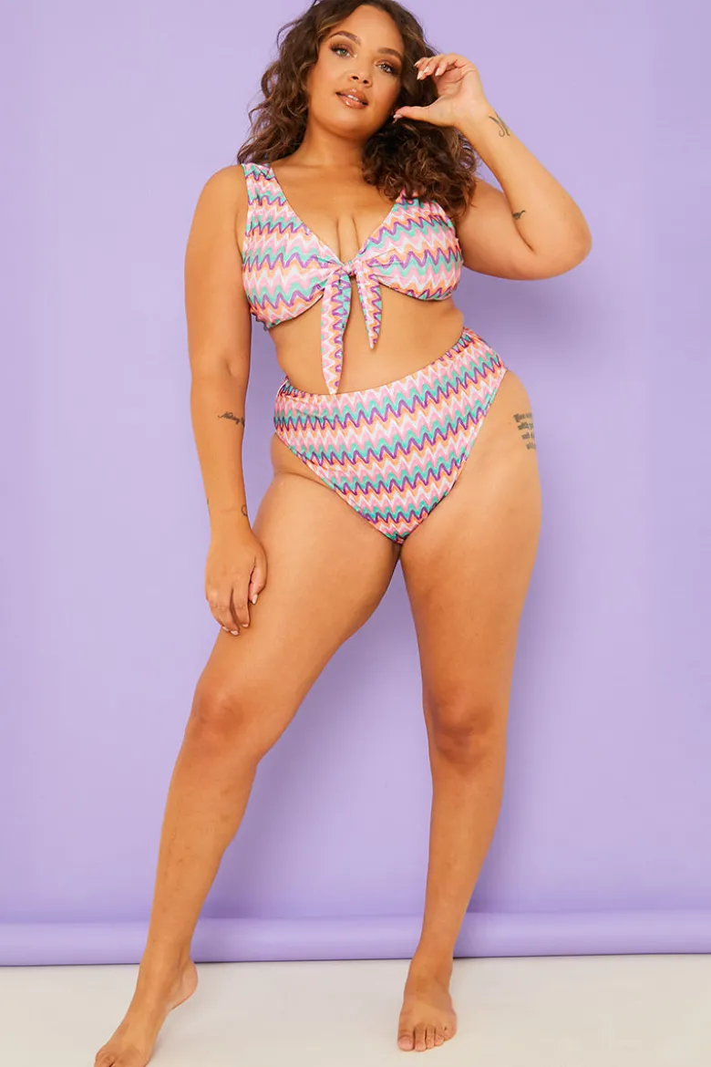 Multi Zig Zag High Waisted Bikini Bottoms