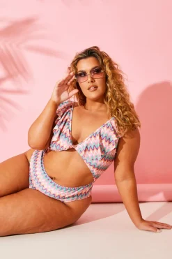 Multi Zig Zag Ruffle Swimsuit