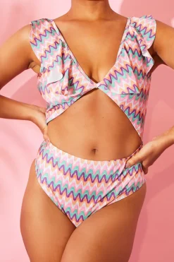 Multi Zig Zag Ruffle Swimsuit