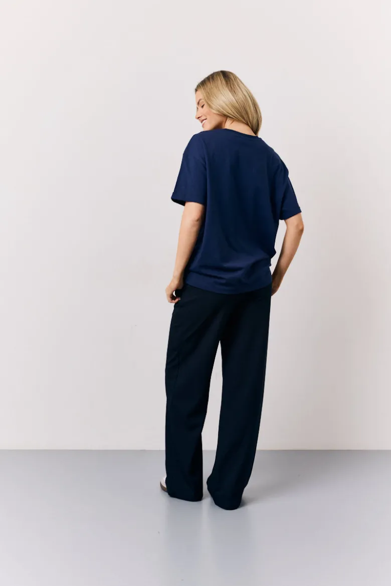 Navy Elasticated Waist Tailored Trouser
