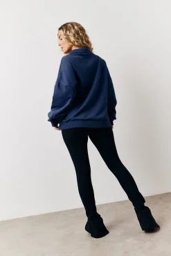 Navy Fits Sports Club Graphic Oversized Half Zip Co-Ord Sweatshirt