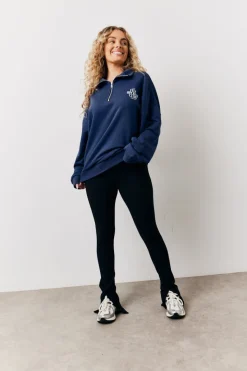 Navy Fits Sports Club Graphic Oversized Half Zip Co-Ord Sweatshirt