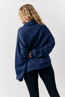 Navy Fits Sports Club Graphic Oversized Half Zip Co-Ord Sweatshirt