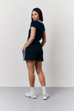 Navy 90's Fits Slogan Side Stripe Co-Ord Shorts