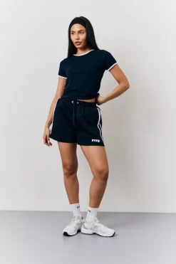 Navy 90's Fits Slogan Side Stripe Co-Ord Shorts