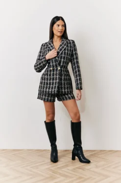 Occasion Black Boucle Check Short
