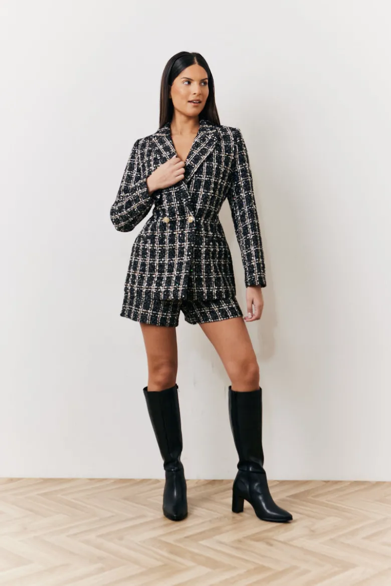 Occasion Black Boucle Check Short