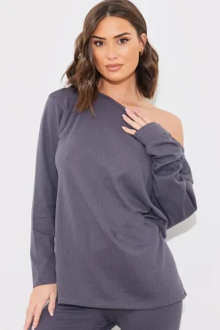Off The Shoulder Long Sleeve T Shirt And Legging Set