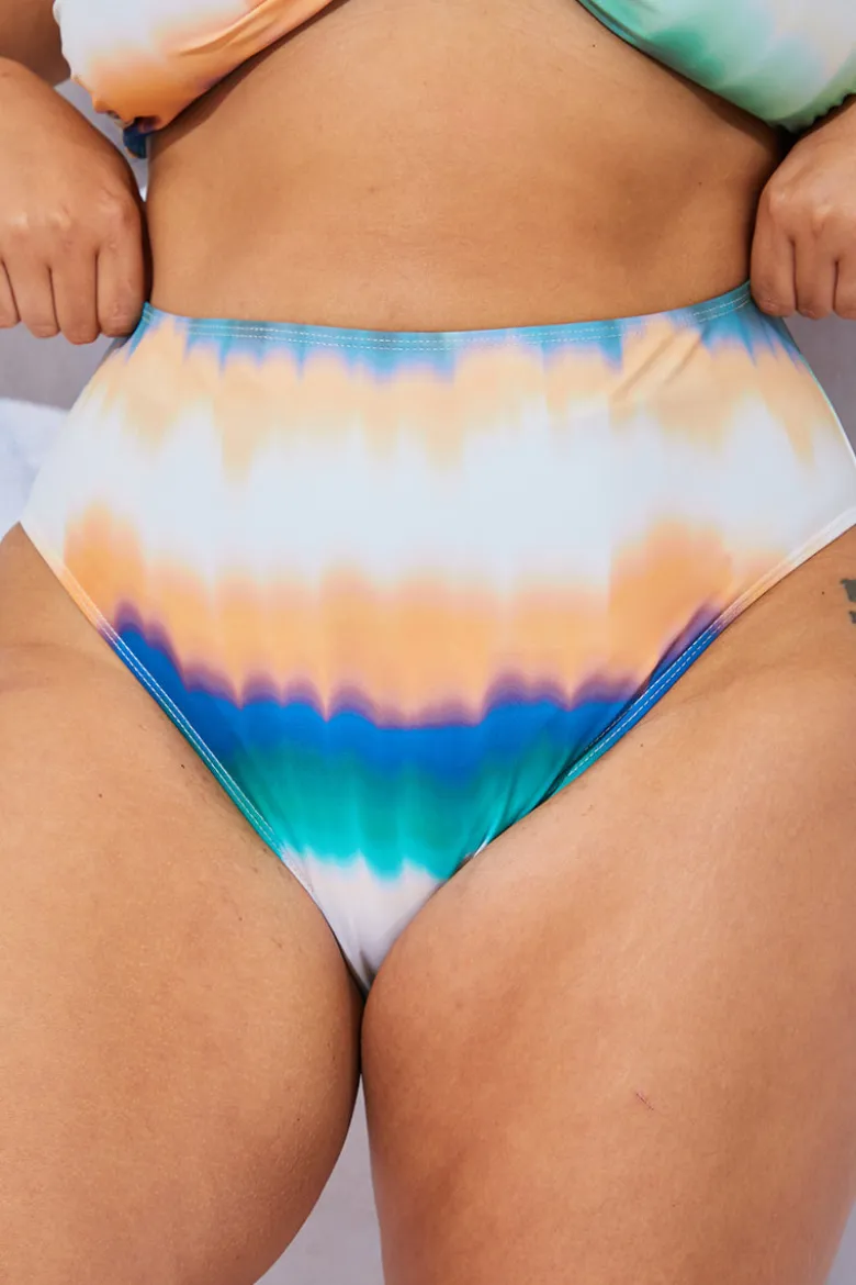 Ombre Print High Leg Bikini Bottoms
