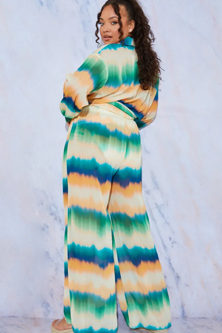 Ombre Wide Leg Elastic Waist Trousers
