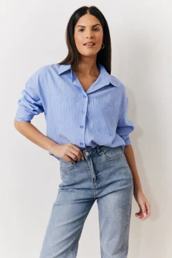 Oversized Striped Poplin Shirt