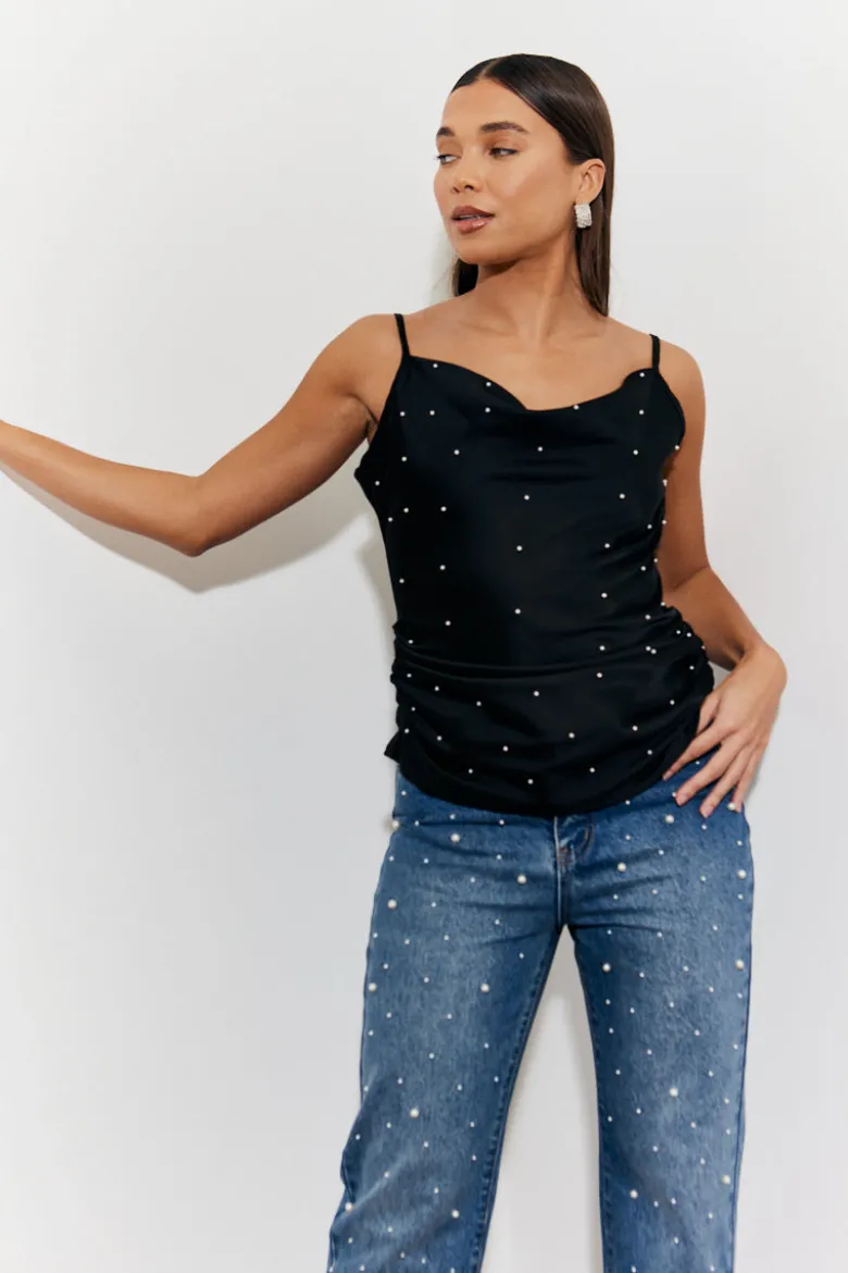 Pearl Embellished Cami Top