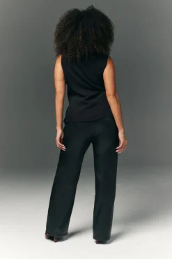 Perfect Sculpting High Waisted Leather Look Straight Leg Trouser