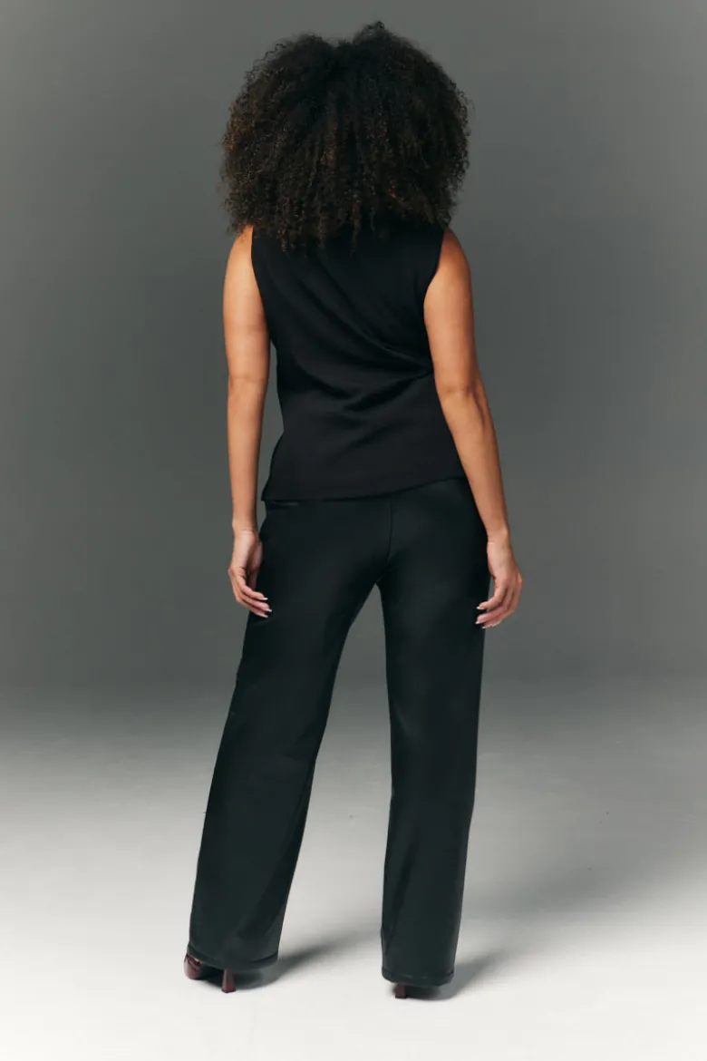 Perfect Sculpting High Waisted Leather Look Straight Leg Trouser