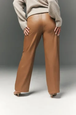 Perfect Sculpting High Waisted Leather Look Straight Leg Trouser