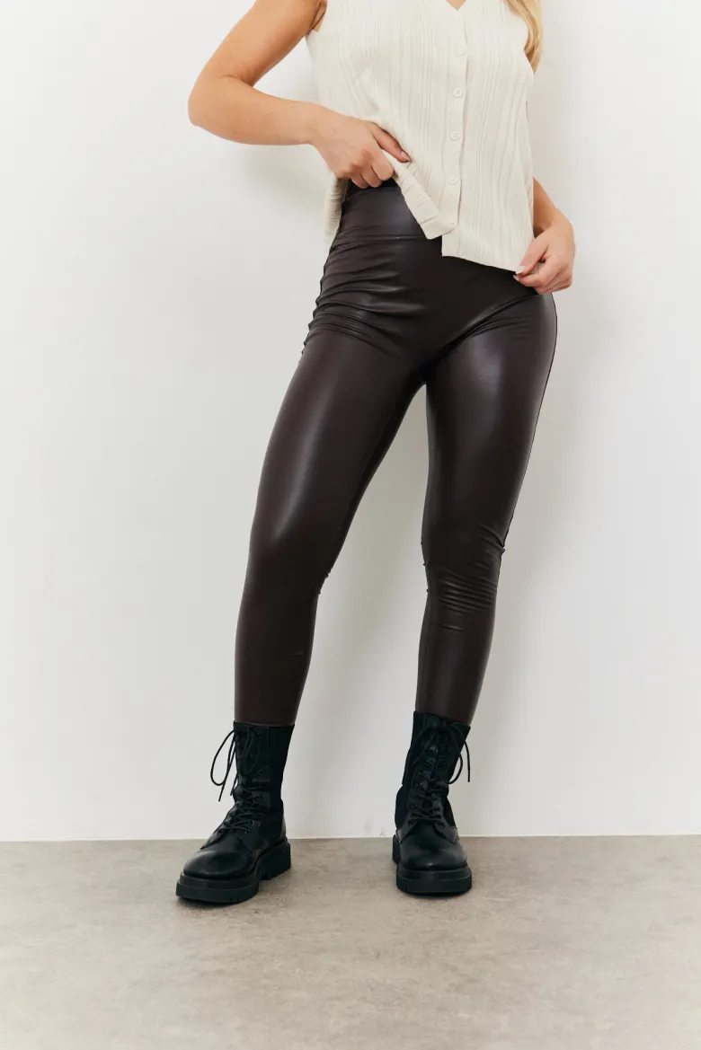 Perfect Sculpting High Waisted Leather Look Leggings