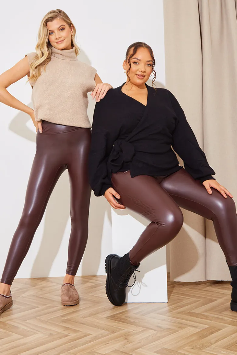 Perfect Sculpting High Waisted Leather Look Leggings