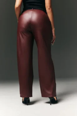 Perfect Sculpting High Waisted Leather Look Straight Leg Trouser