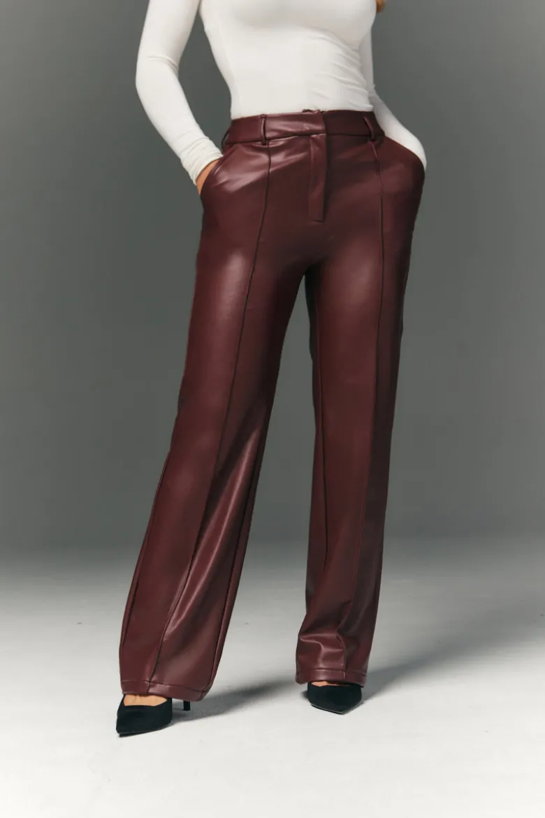 Perfect Sculpting High Waisted Leather Look Straight Leg Trouser