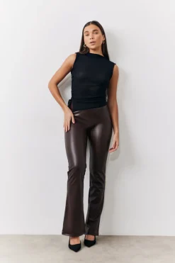 Perfect Sculpting High Waisted Leather Look Flare