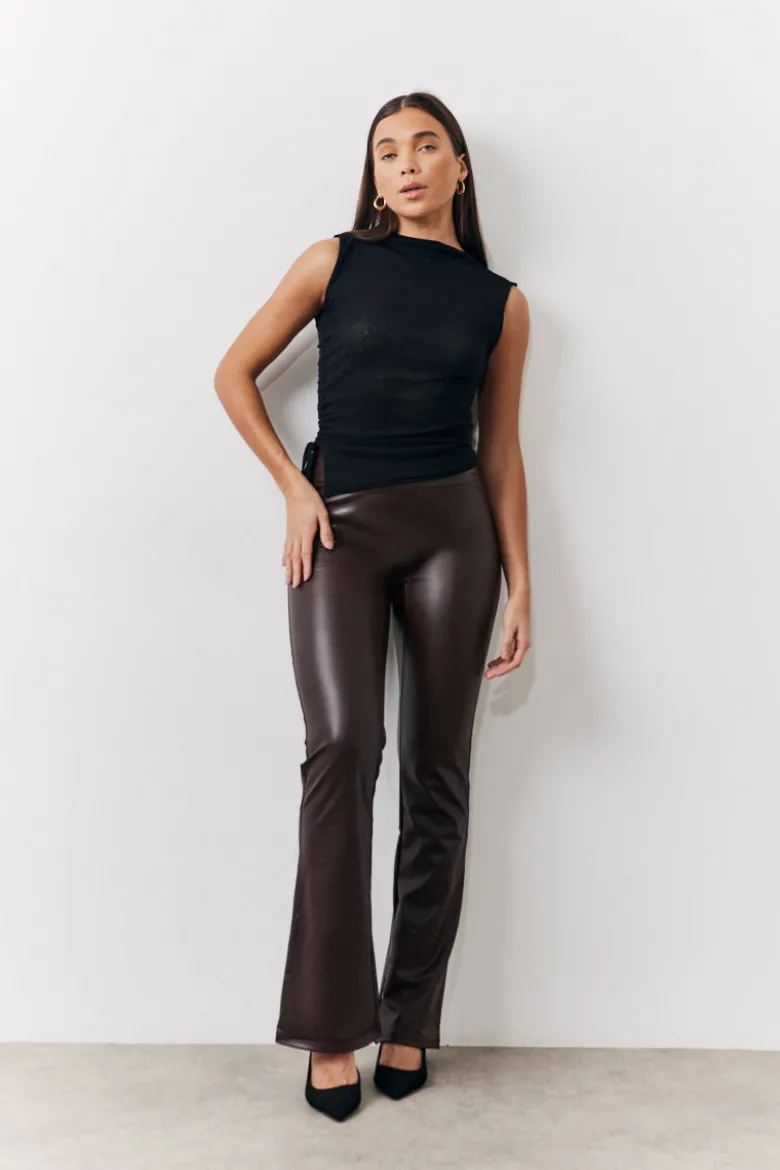 Perfect Sculpting High Waisted Leather Look Flare