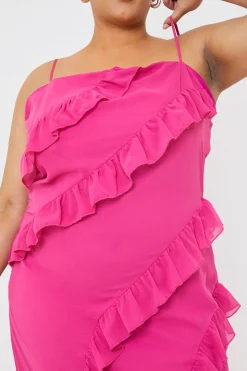 Pink Ruffle Cami Maxi Dress