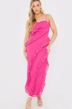 Pink Ruffle Cami Maxi Dress