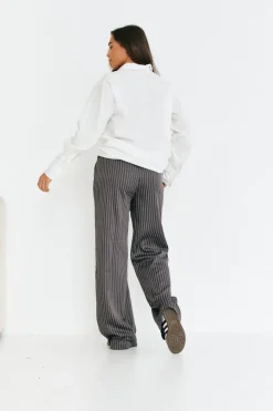 Pinstripe Relaxed Wide Leg Trouser