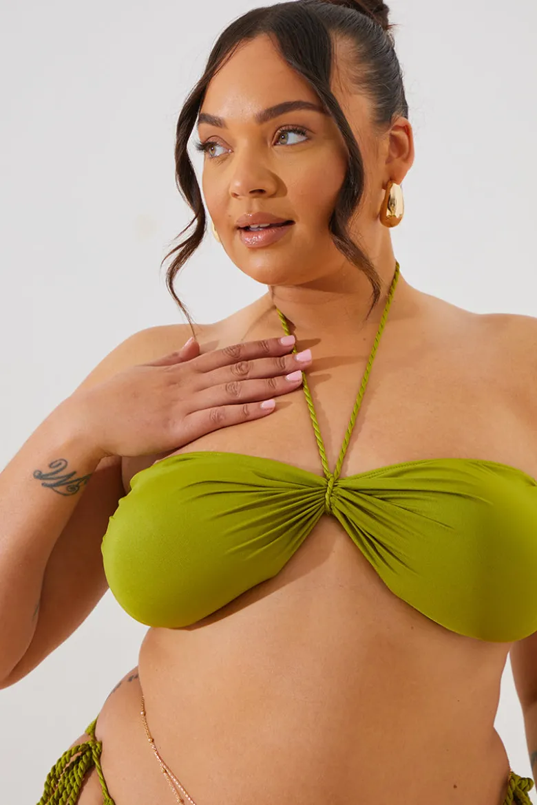 Plait Detail Halter Neck Bikini Top