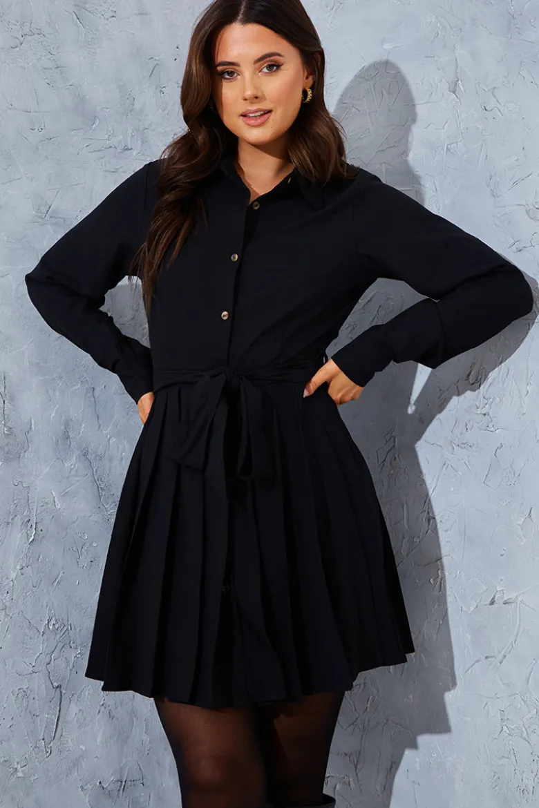Pleated Shirt Dress