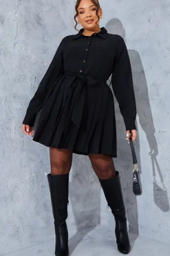 Pleated Shirt Dress