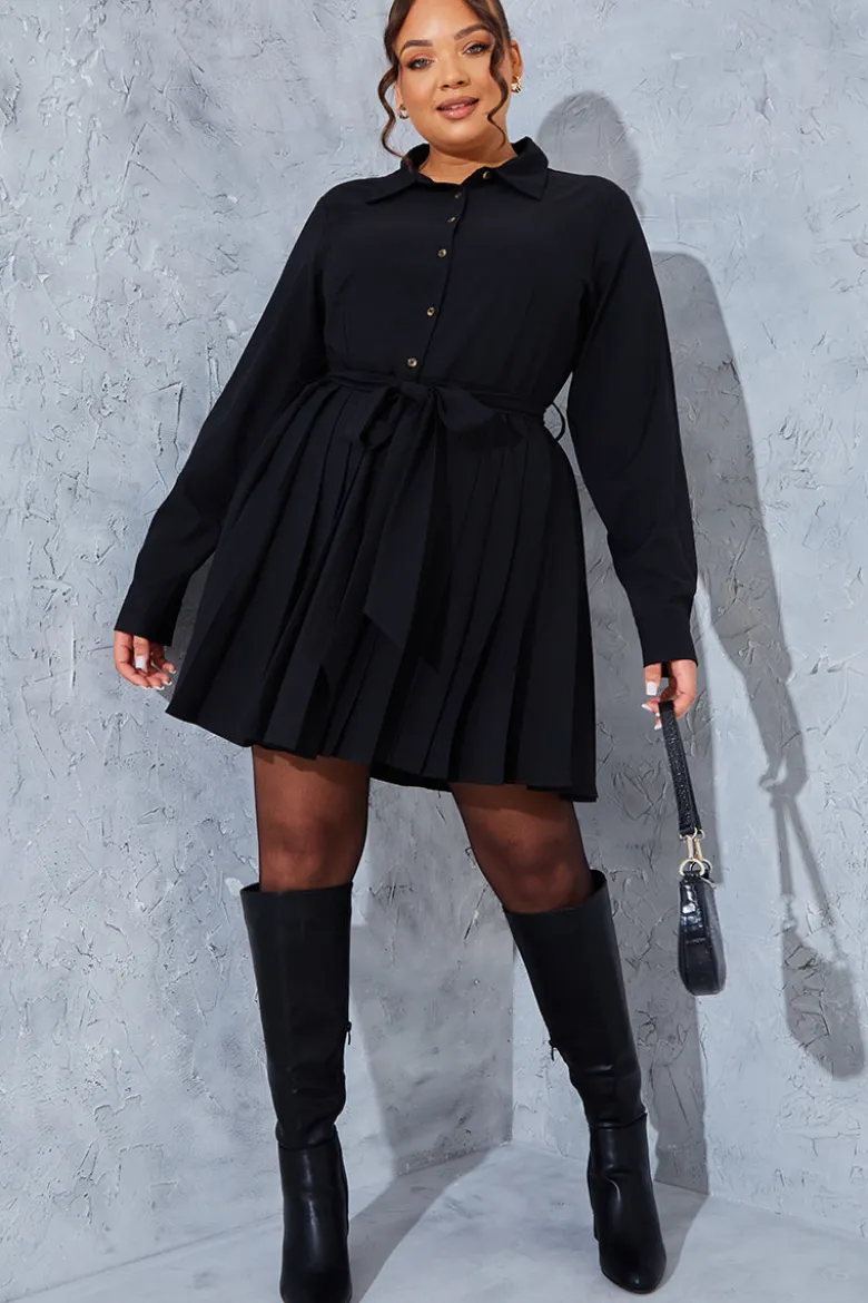 Pleated Shirt Dress