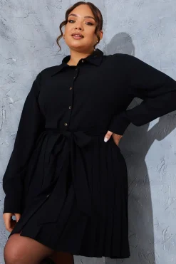 Pleated Shirt Dress