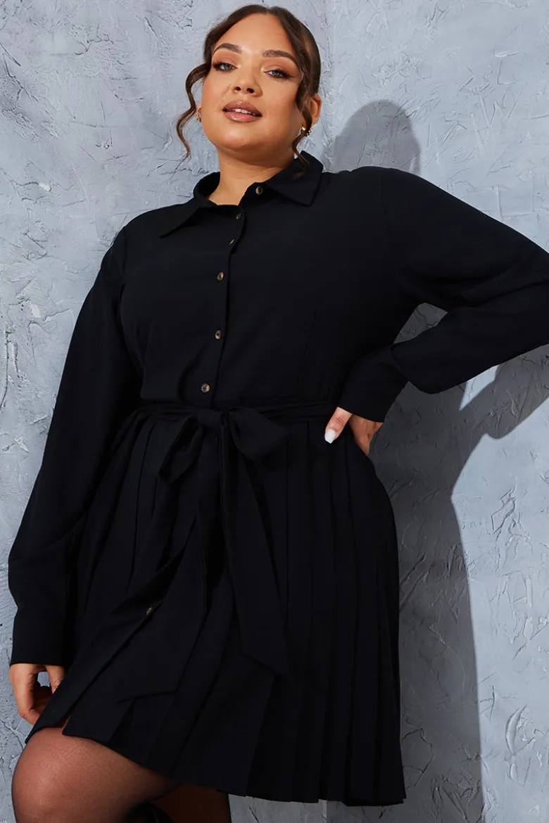 Pleated Shirt Dress