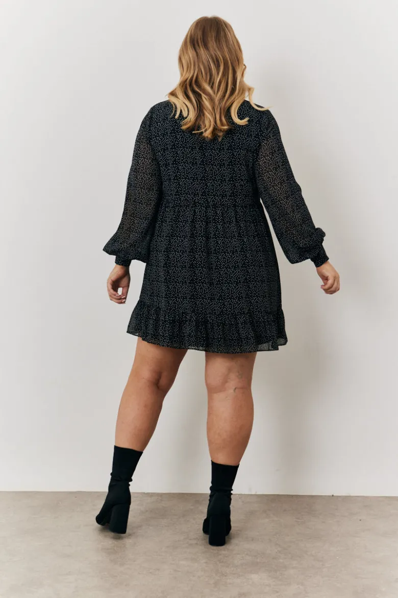 Polka Dot Balloon Sleeve Shirt Dress