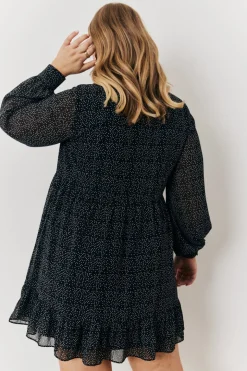 Polka Dot Balloon Sleeve Shirt Dress