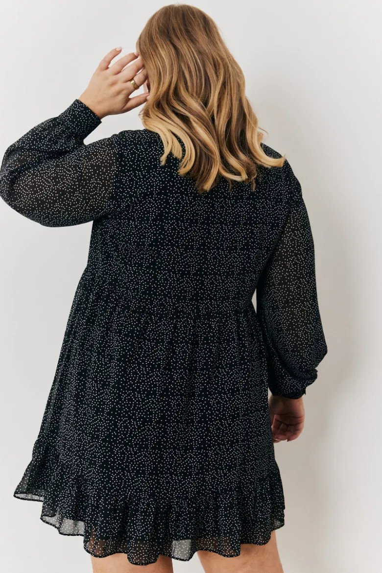 Polka Dot Balloon Sleeve Shirt Dress
