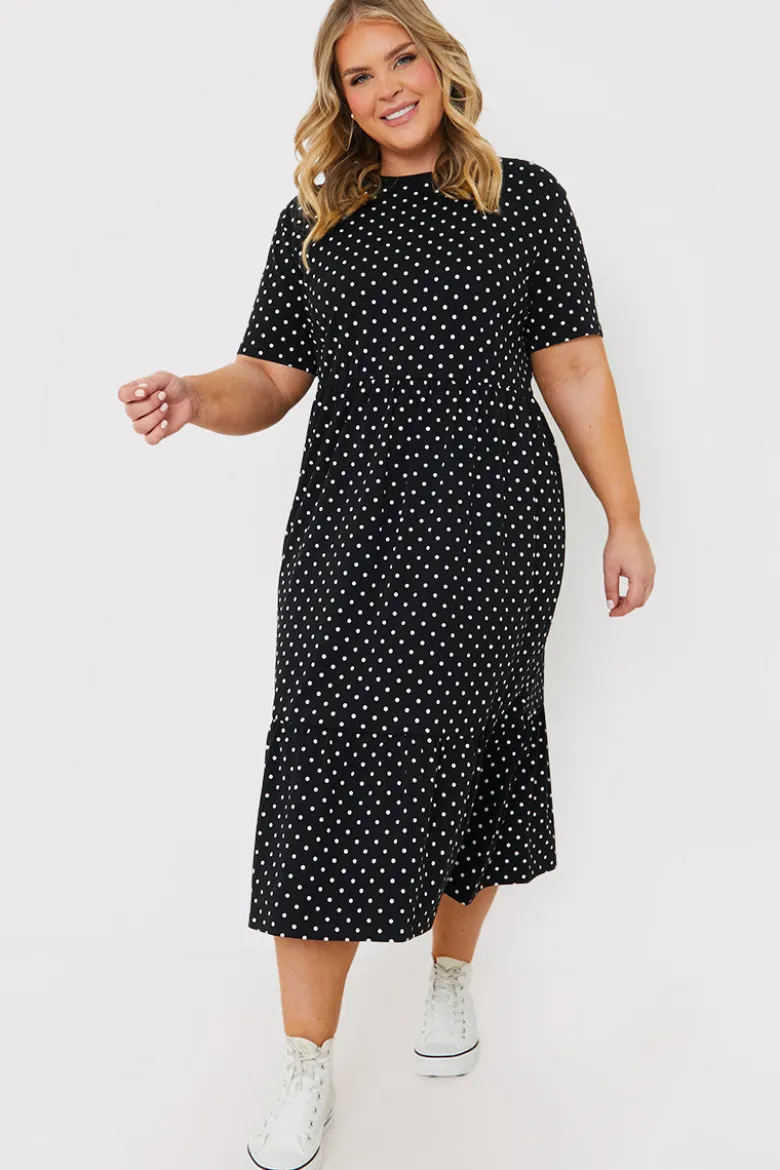 Polka Dot Smock Midaxi T-Shirt Dress