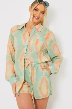 Printed Button Up Beach Co-Ord Shirt