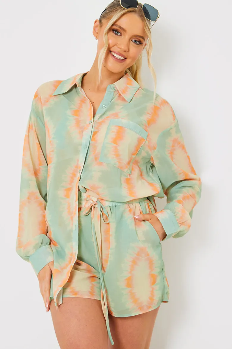 Printed Button Up Beach Co-Ord Shirt