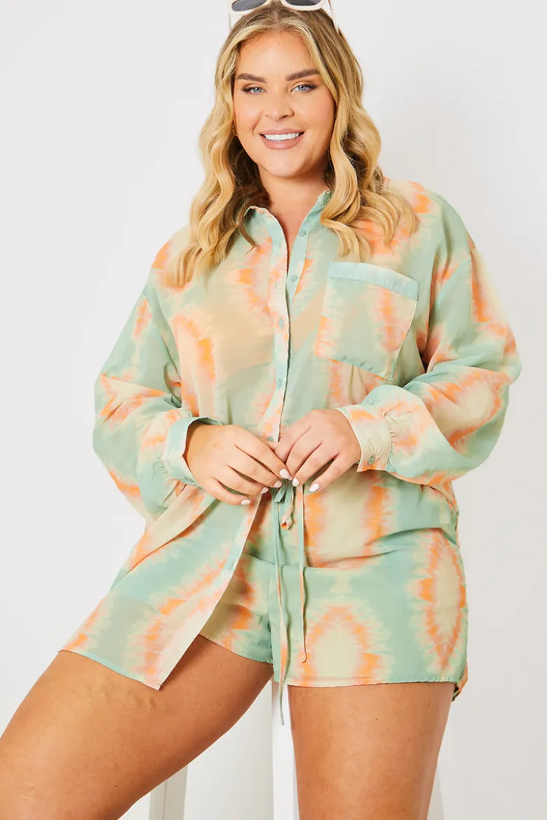 Printed Button Up Beach Co-Ord Shirt