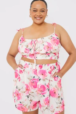 Printed Gathered Bust Co-ord Top
