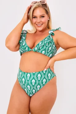 Printed High Waist High Leg Bikini Bottoms