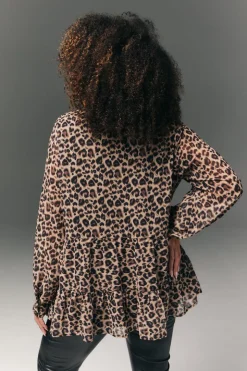 Pussybow Tiered Animal Print Blouse