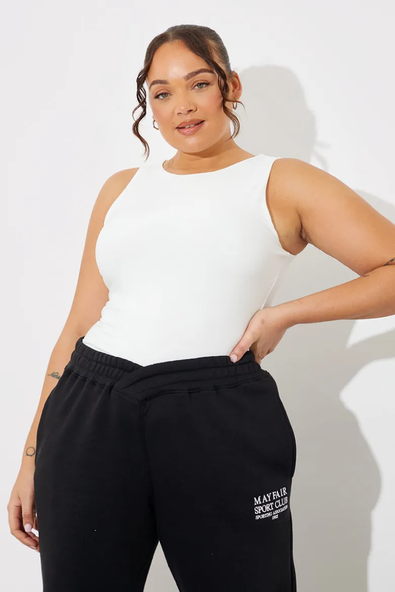 Racer Neck Double Layer Slinky Bodysuit