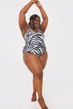 Recycled Control Zebra Print Ring Detail Swimsuit