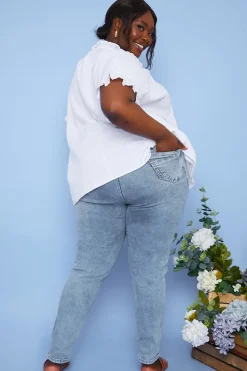 Recycled Light Wash Ripped Knee Denim Skinny Jeans