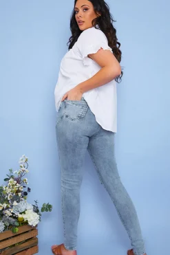 Recycled Light Wash Ripped Knee Denim Skinny Jeans